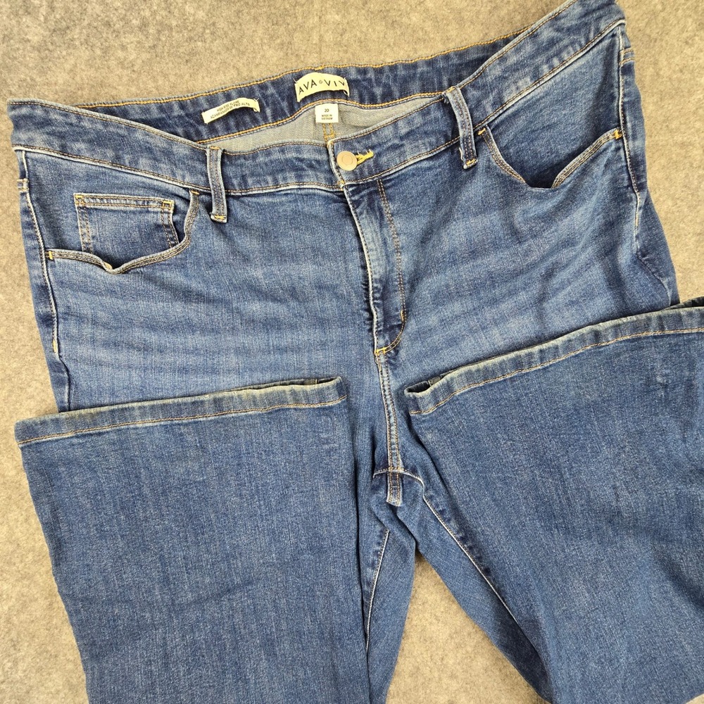 Ava & Viv Jeans Womens 20 Blue High Rise Flare Stretch Denim Classic Plus Size